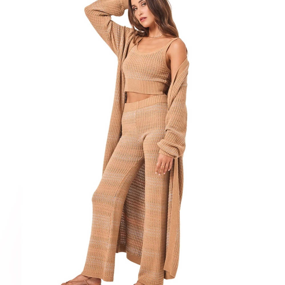 L SPACE ENCINITAS CARDIGAN Duster Cover Up Tan Color size Medium Large - Picture 15 of 15